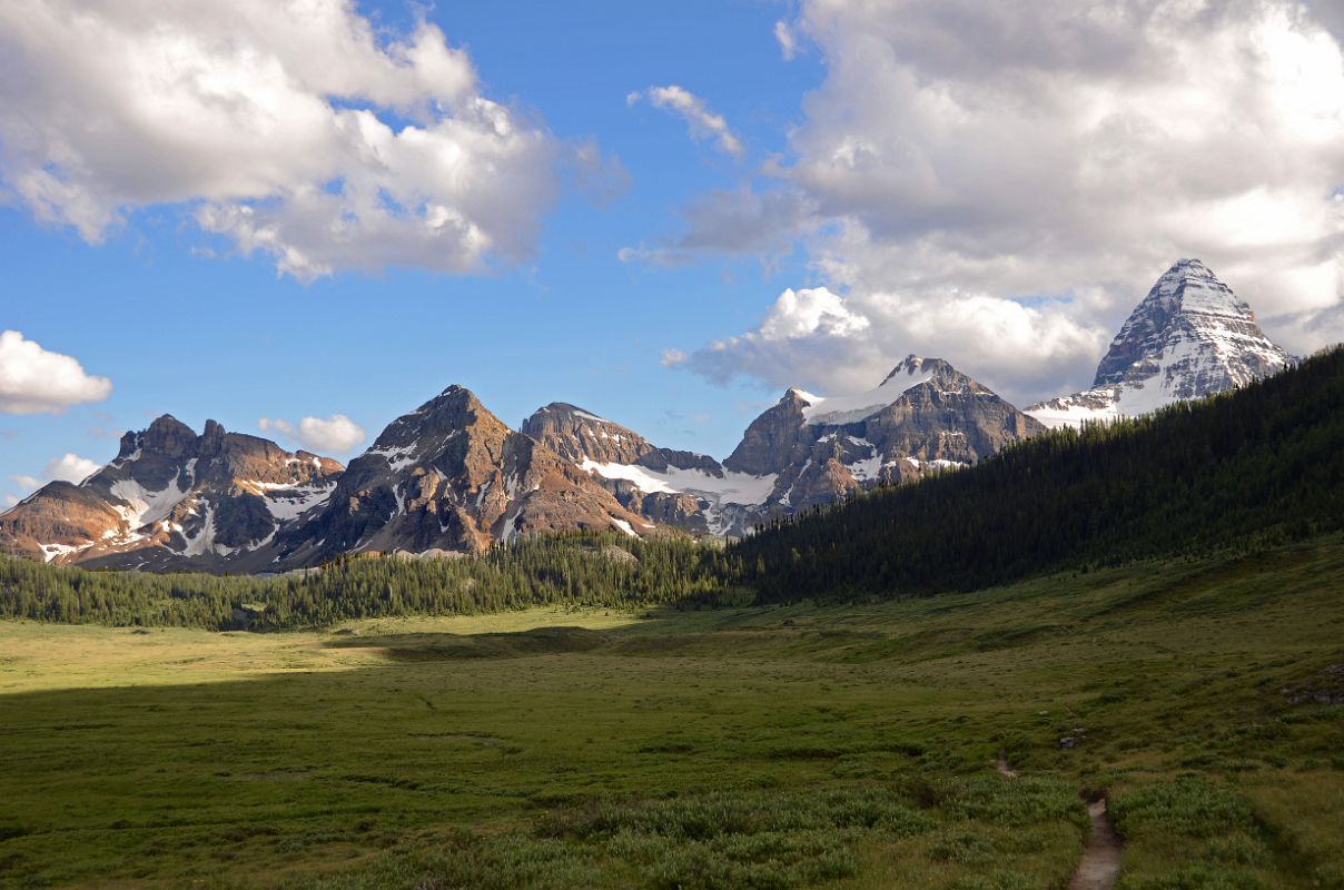 06 Trail Through Og Meadows Looking Ahead To Mount Assiniboine, The Towers, Naiset Point, Terrapin Mountain, Mount Magog On Hike To Mount Assiniboine